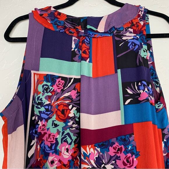 Maeve x Anthropologie Anderson Patchwork Floral Color Block Blouse Medium - Picture 6 of 9